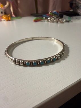 brighton Silver Bangle Bracelet with Turquoise Accents